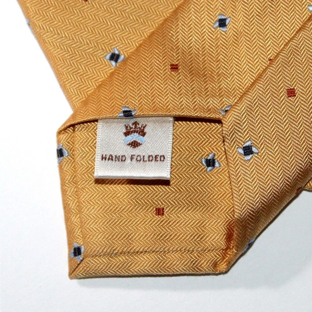 Peter Millar Necktie yellow 100% silk abstract gold